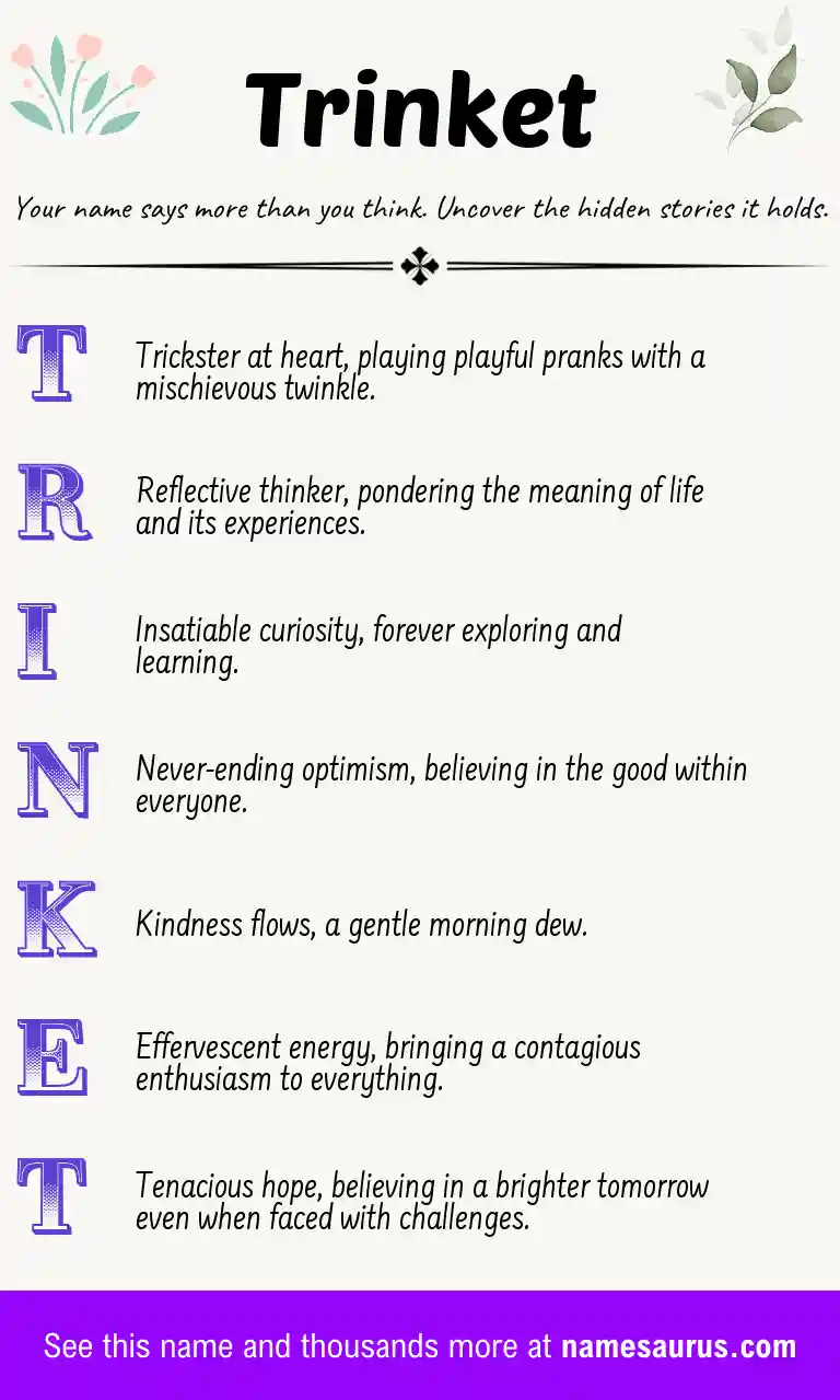 Acrostic poem about Trinket.