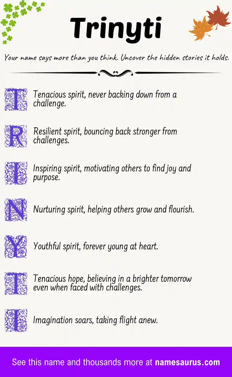 Acrostic poem about Trinyti.