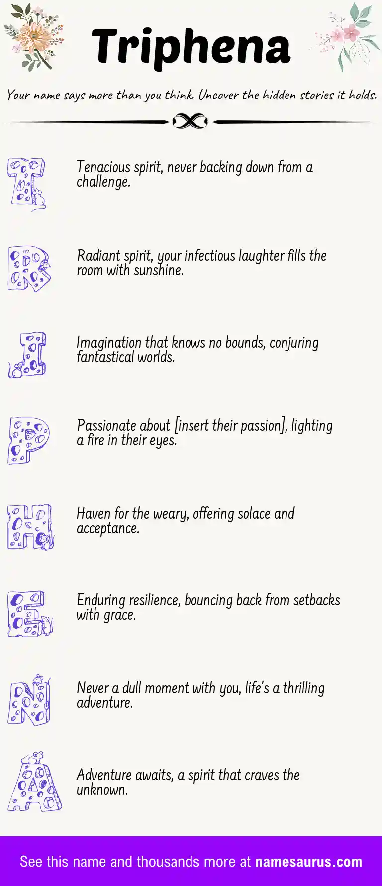 Acrostic poem about Triphena.