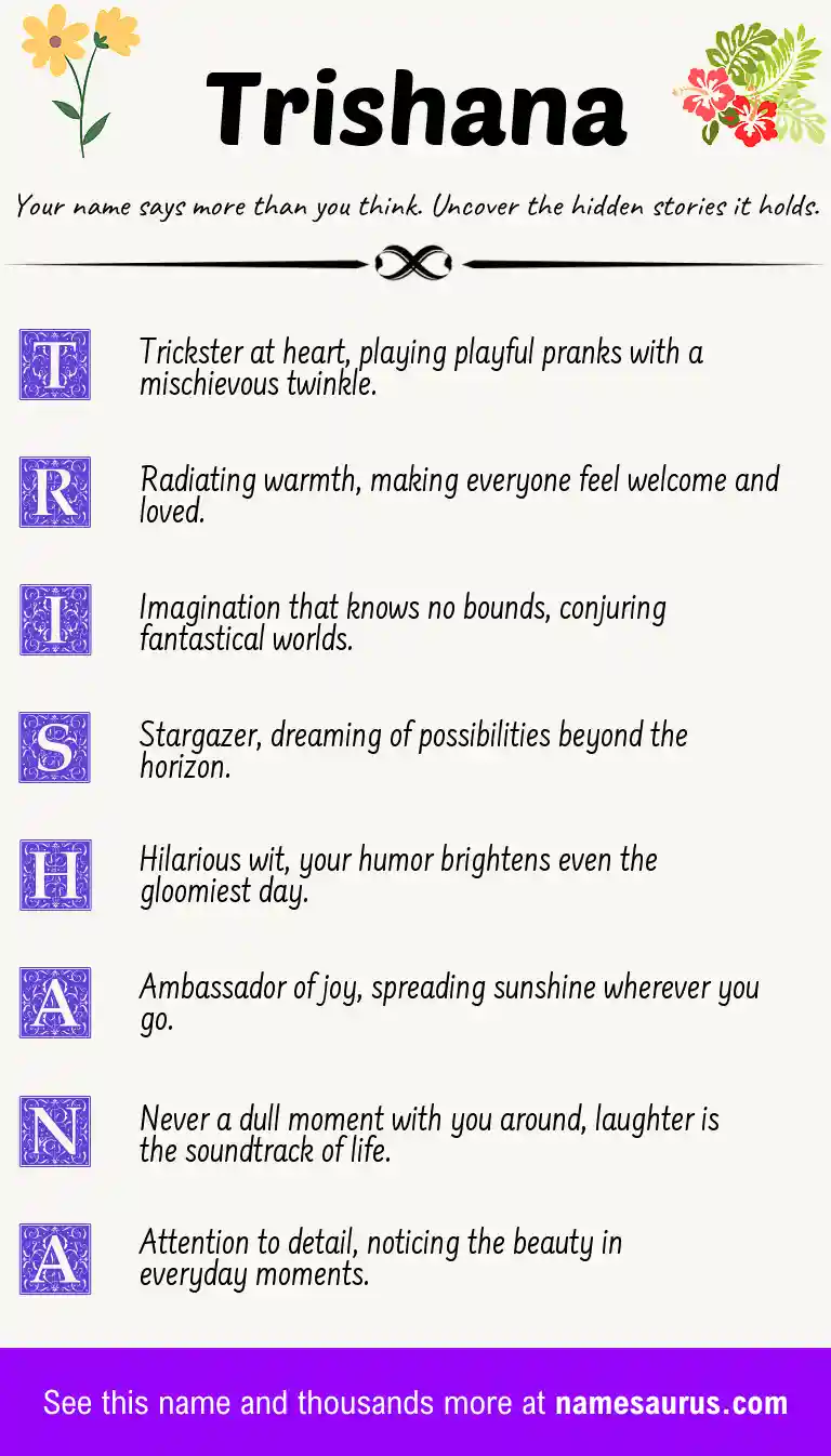 Acrostic poem about Trishana.