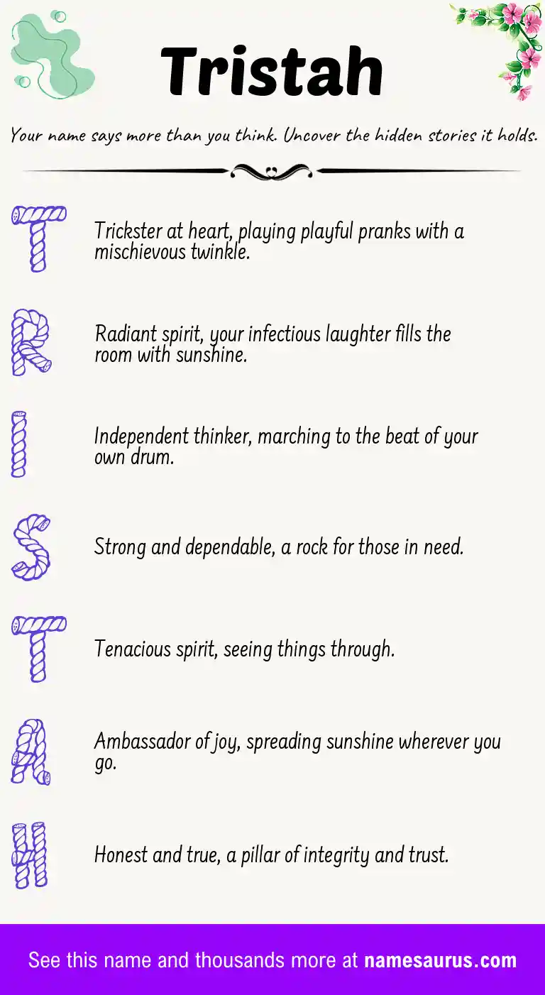 Acrostic poem about Tristah.