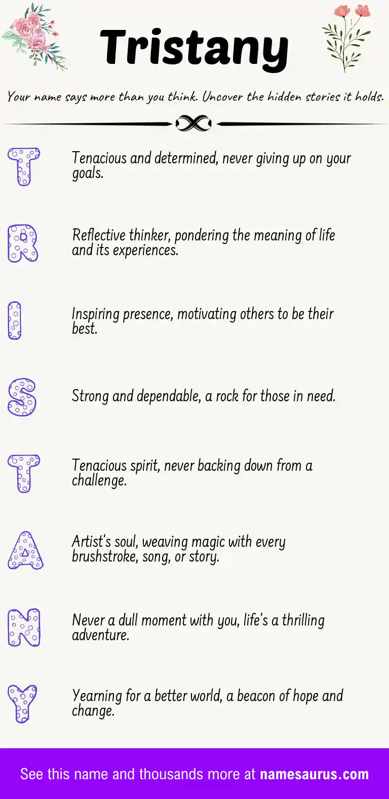 Acrostic poem about Tristany.