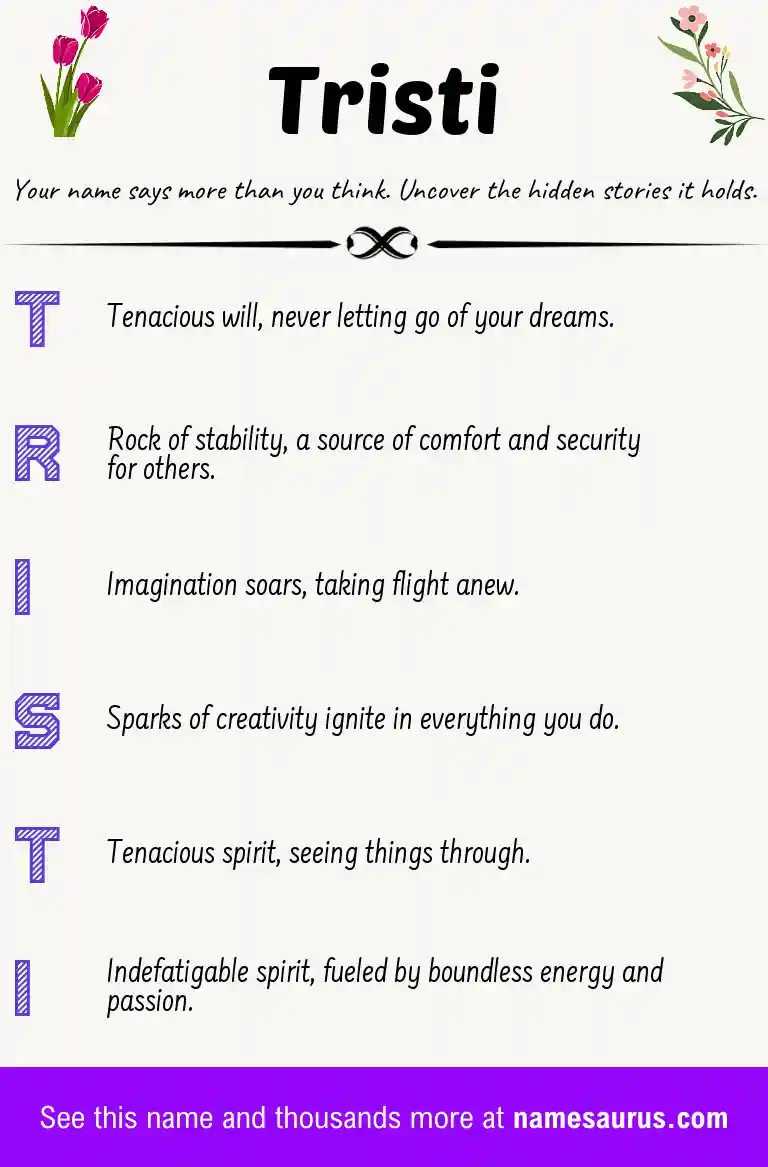Acrostic poem about Tristi.