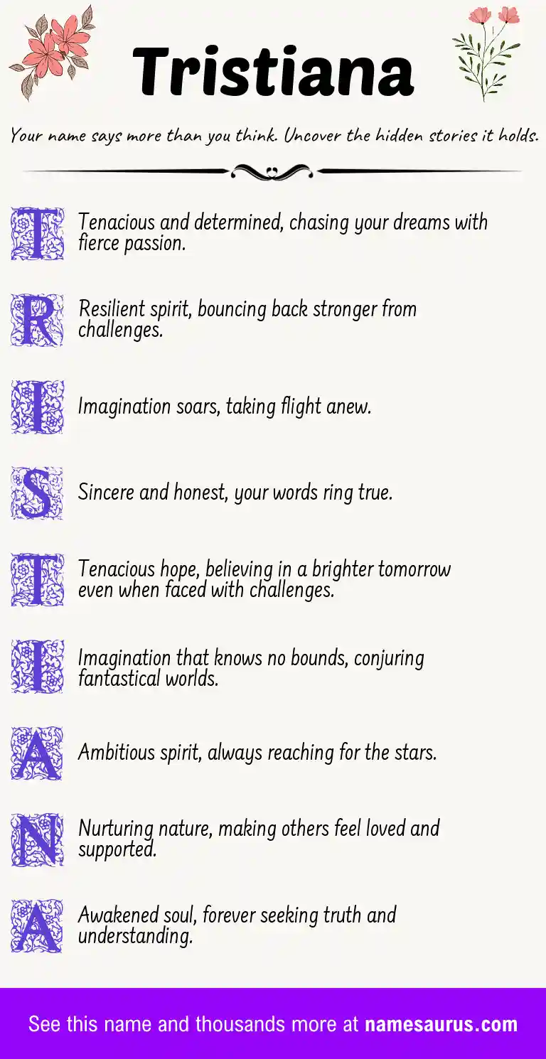 Acrostic poem about Tristiana.