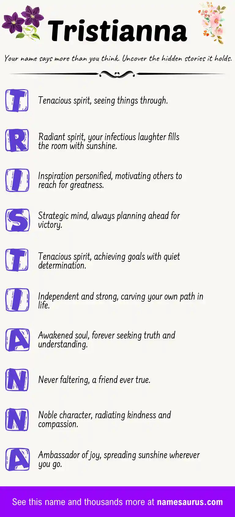 Acrostic poem about Tristianna.