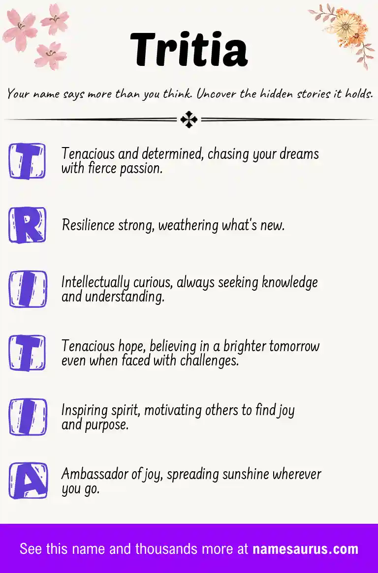 Acrostic poem about Tritia.