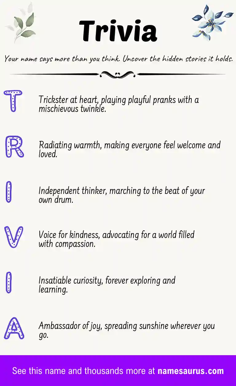 Acrostic poem about Trivia.