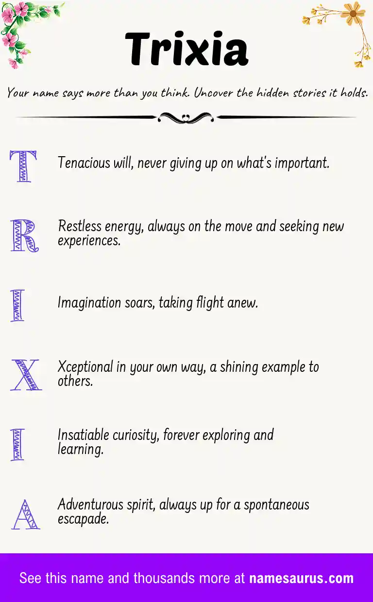 Acrostic poem about Trixia.