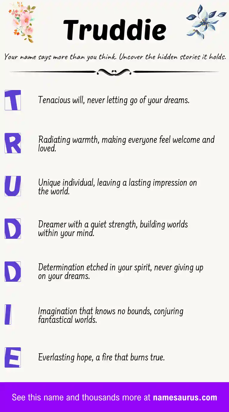Acrostic poem about Truddie.