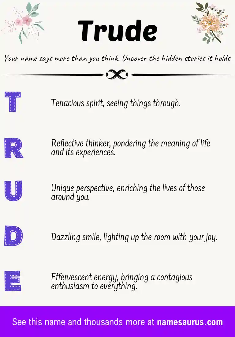 Acrostic poem about Trude.