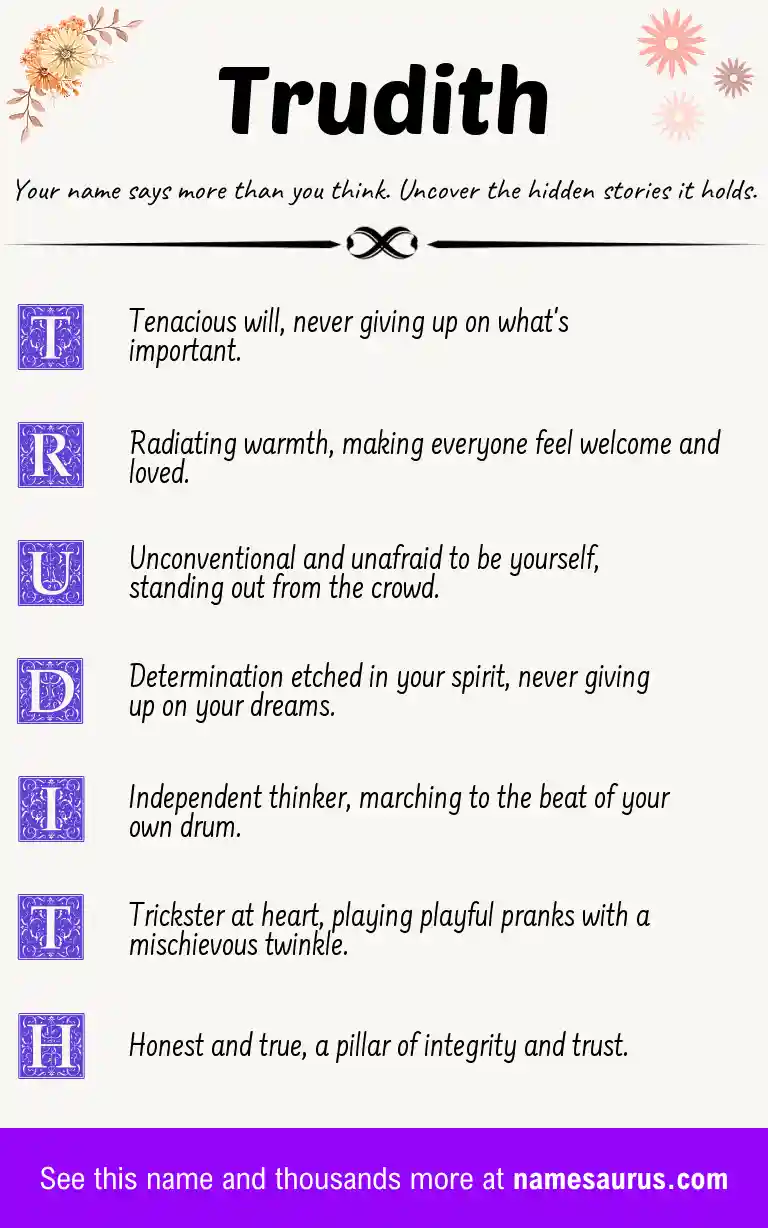 Acrostic poem about Trudith.