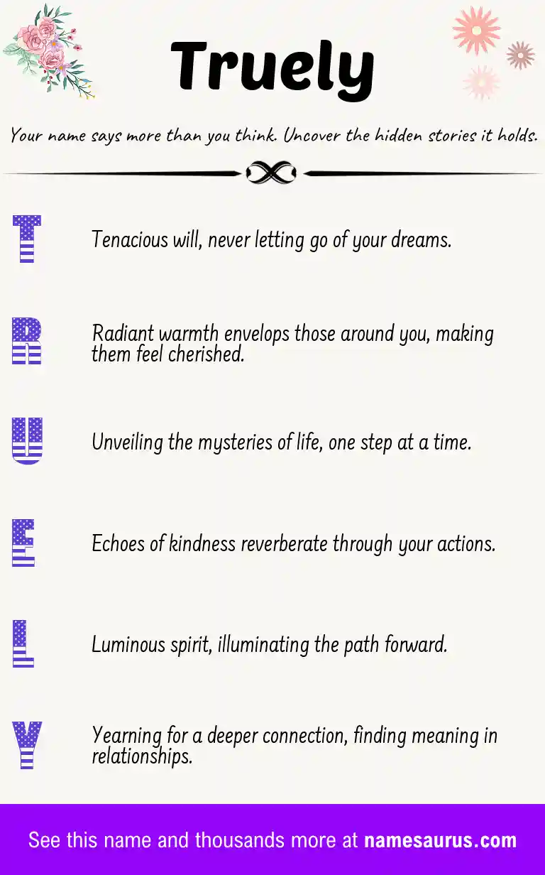 Acrostic poem about Truely.