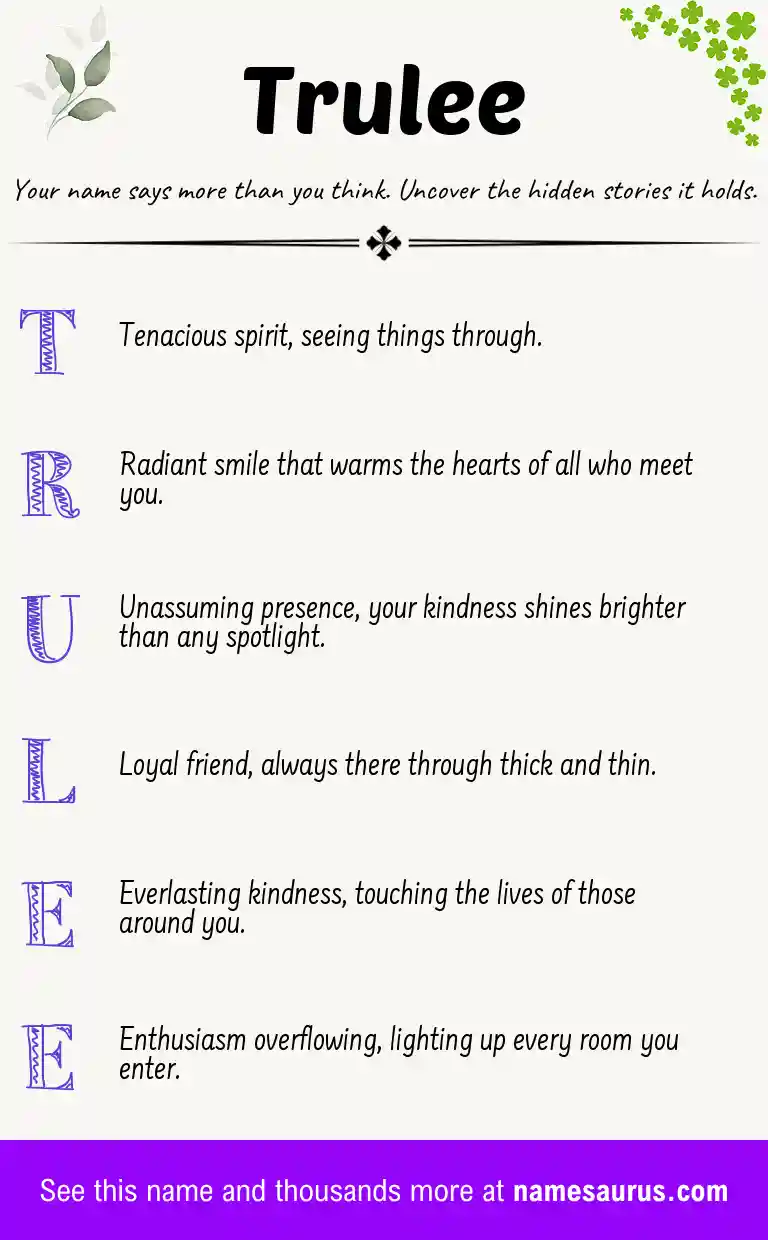 Acrostic poem about Trulee.