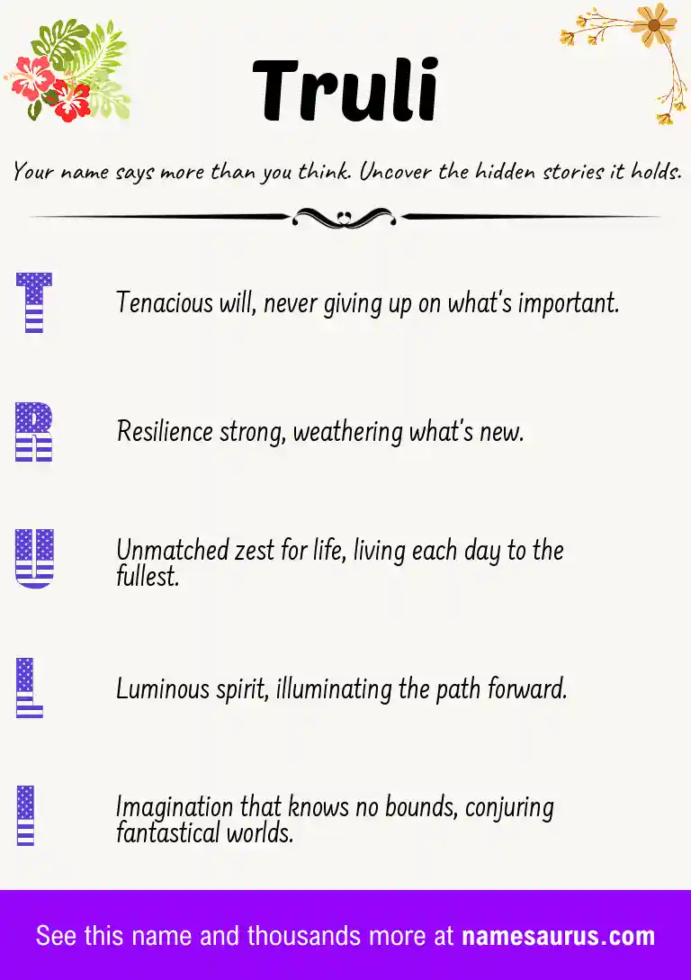 Acrostic poem about Truli.