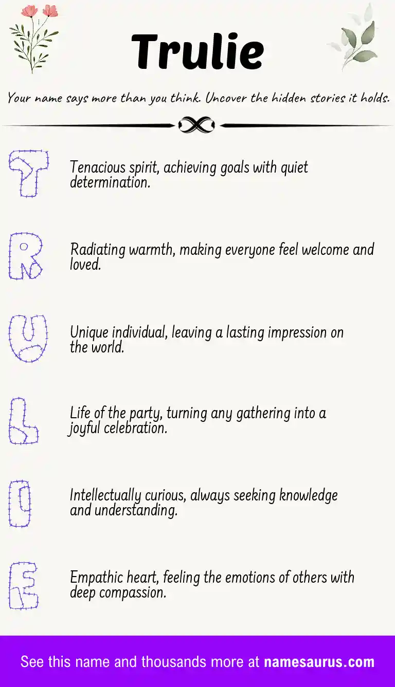 Acrostic poem about Trulie.