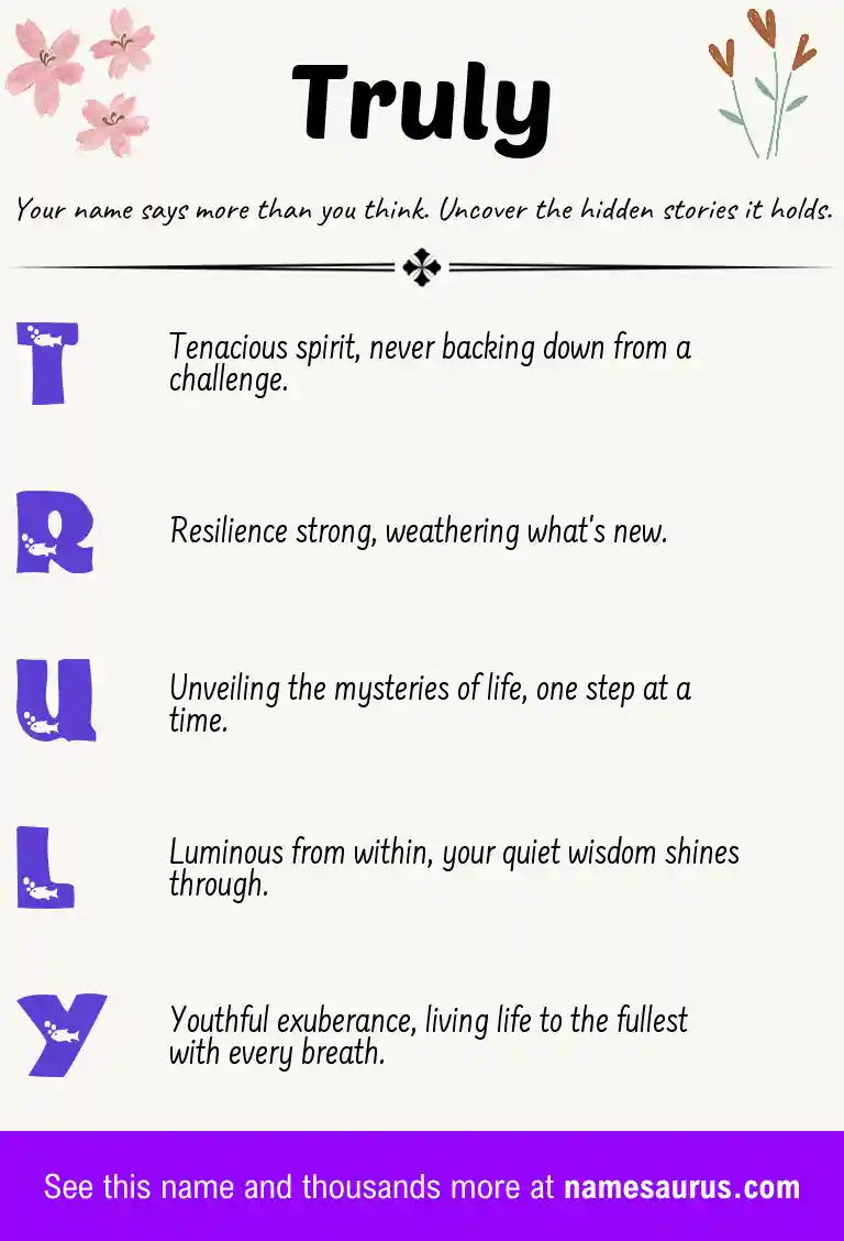 Acrostic poem about Truly.