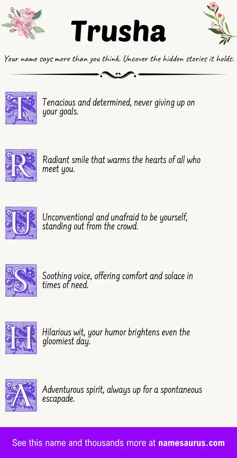 Acrostic poem about Trusha.