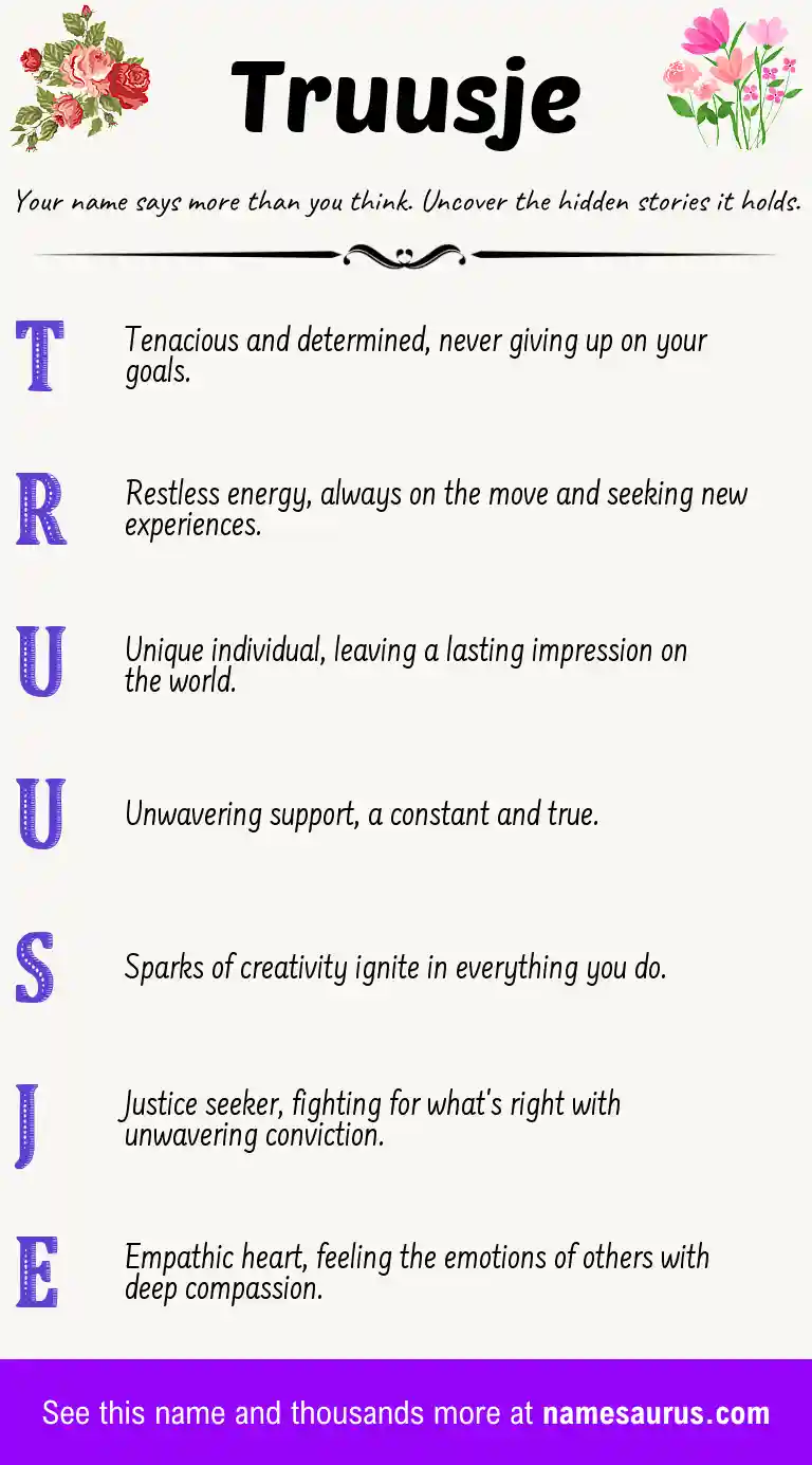 Acrostic poem about Truusje.