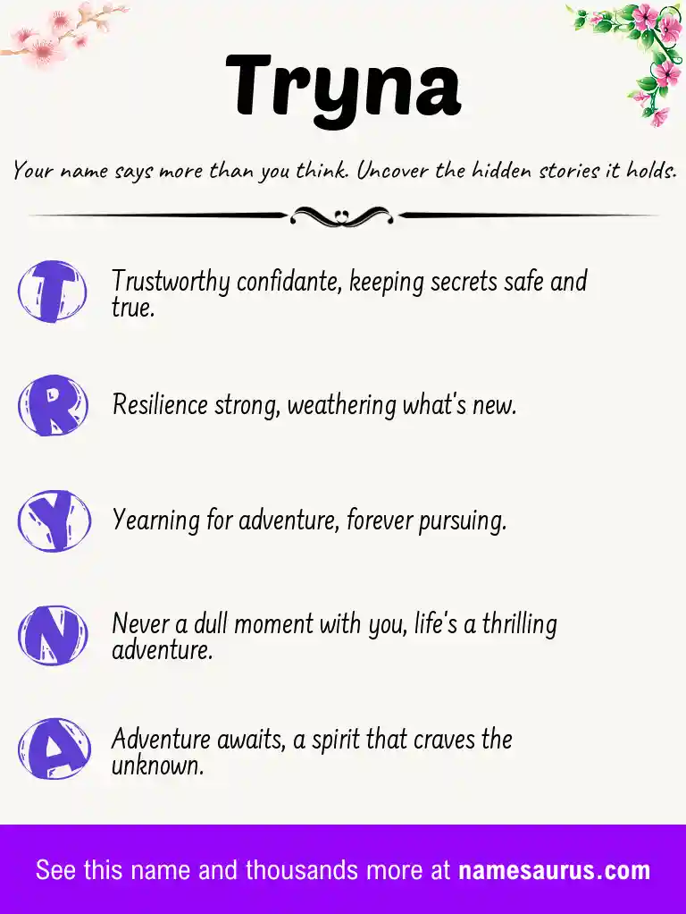 Acrostic poem about Tryna.