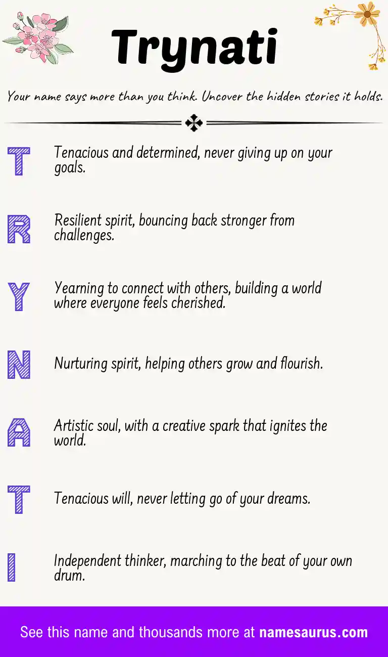 Acrostic poem about Trynati.