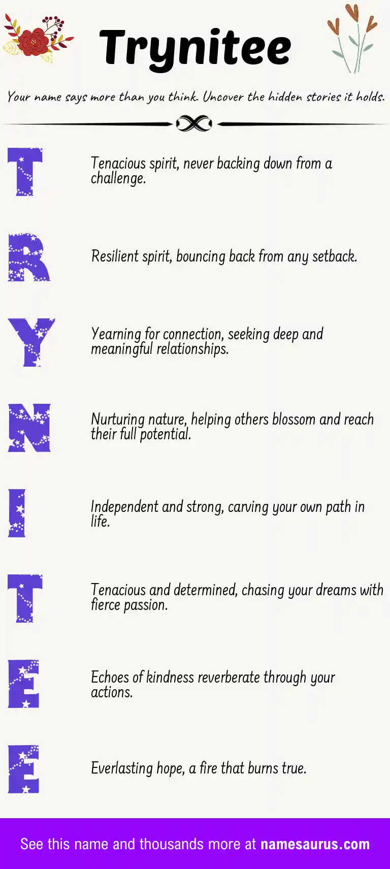 Acrostic poem about Trynitee.