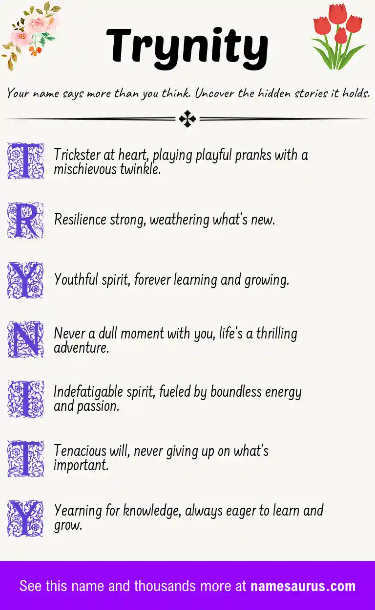 Acrostic poem about Trynity.