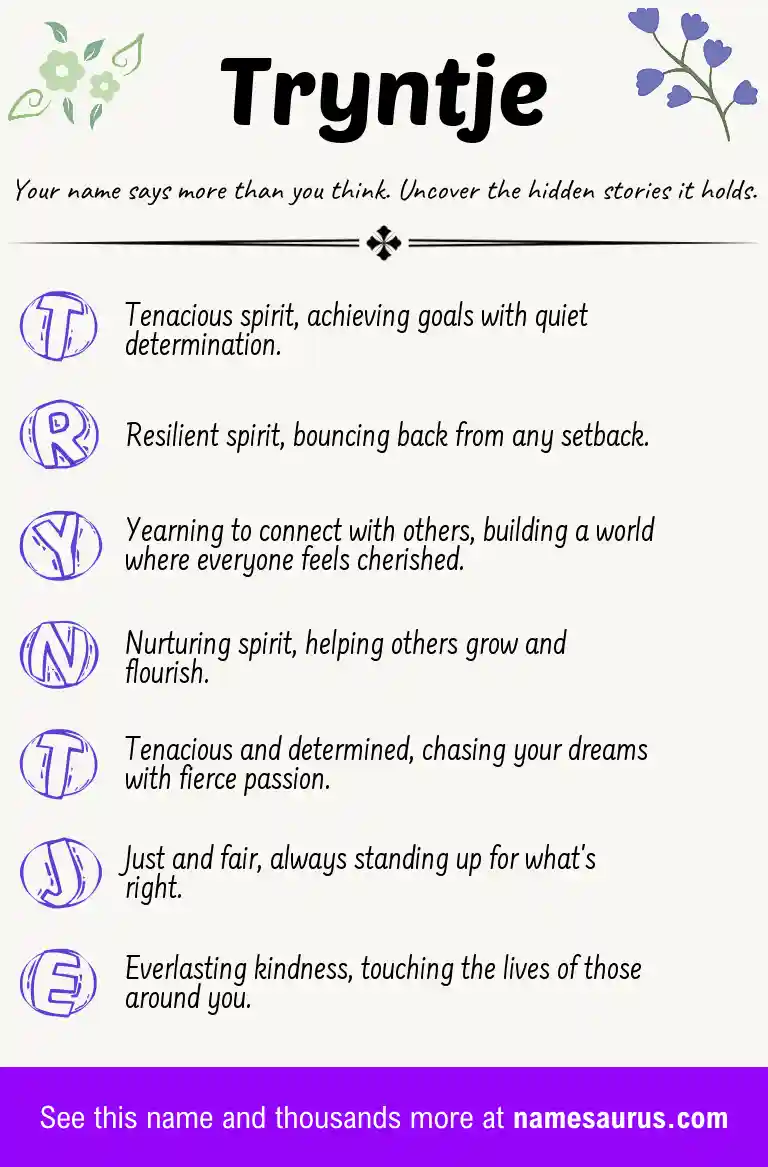 Acrostic poem about Tryntje.