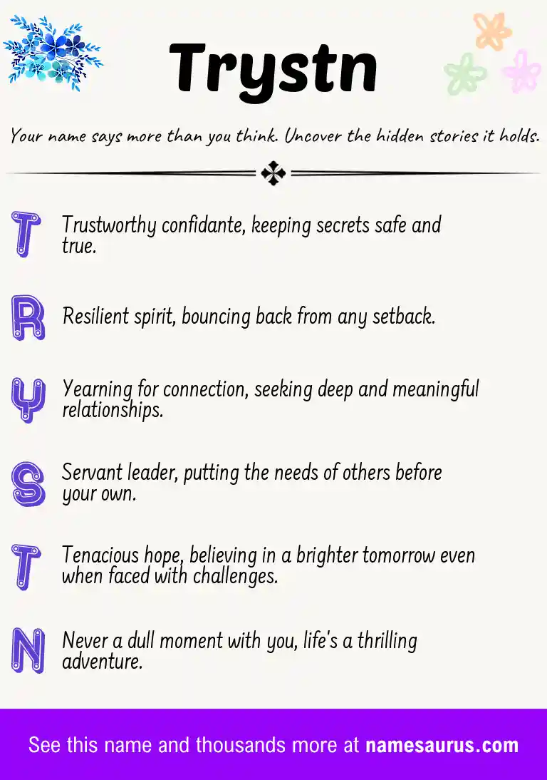 Acrostic poem about Trystn.