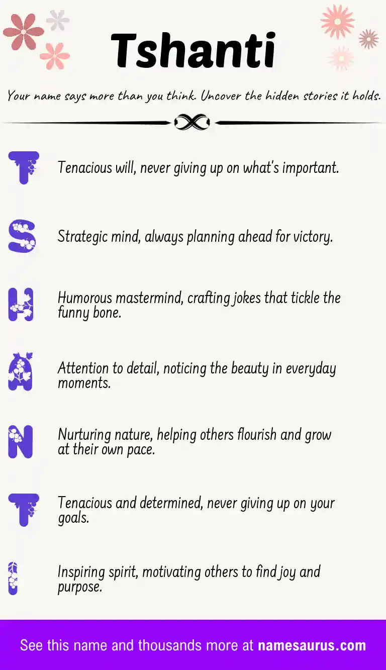 Acrostic poem about Tshanti.