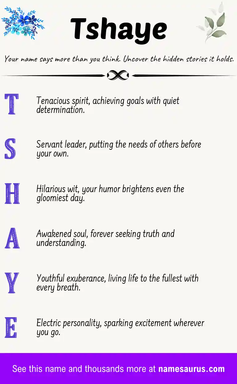 Acrostic poem about Tshaye.