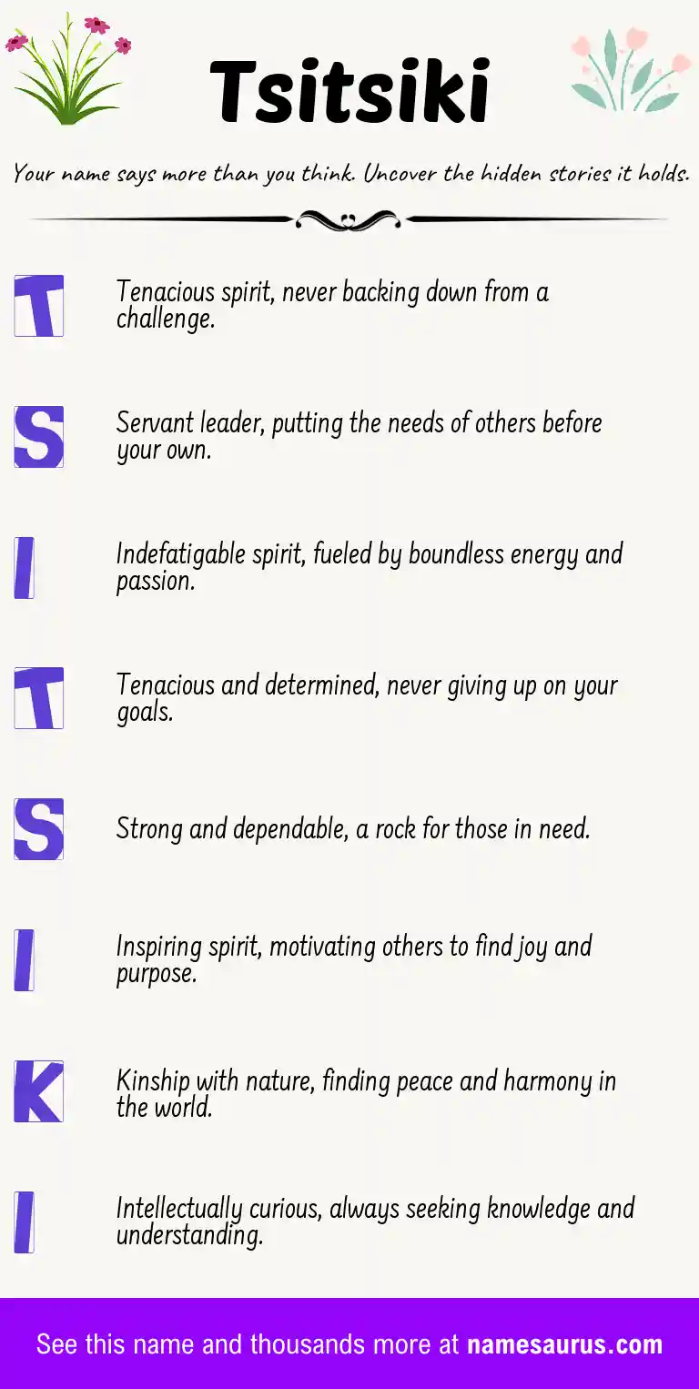 Acrostic poem about Tsitsiki.
