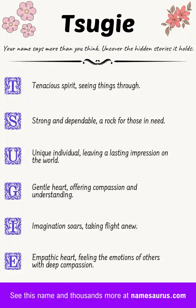 Acrostic poem about Tsugie.