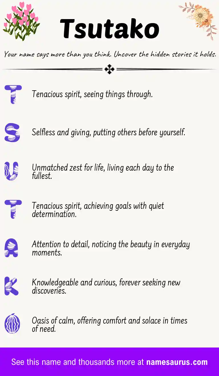 Acrostic poem about Tsutako.