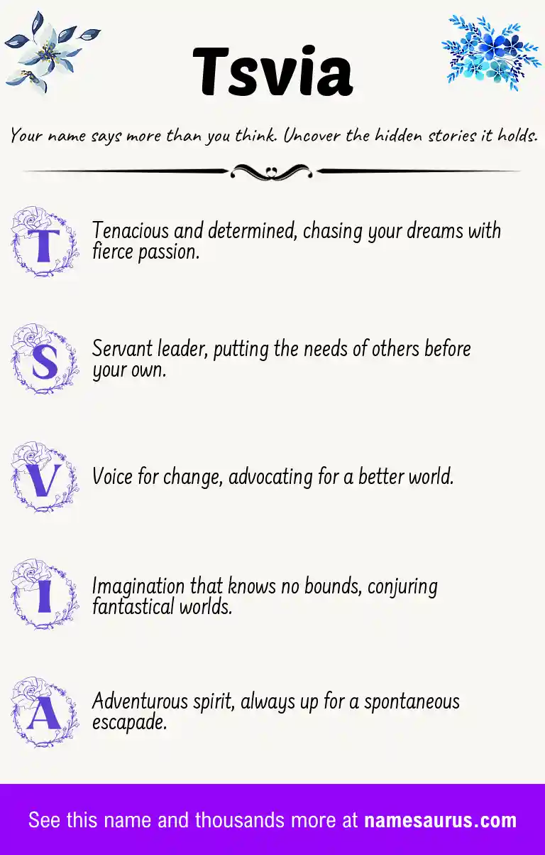 Acrostic poem about Tsvia.
