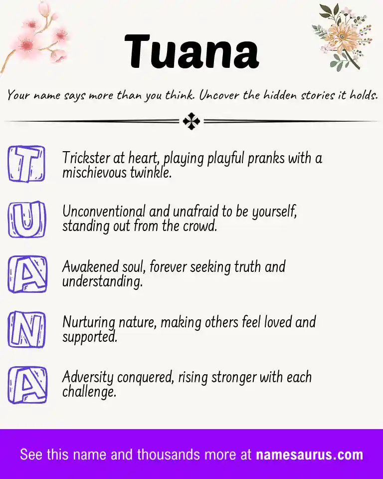 Acrostic poem about Tuana.