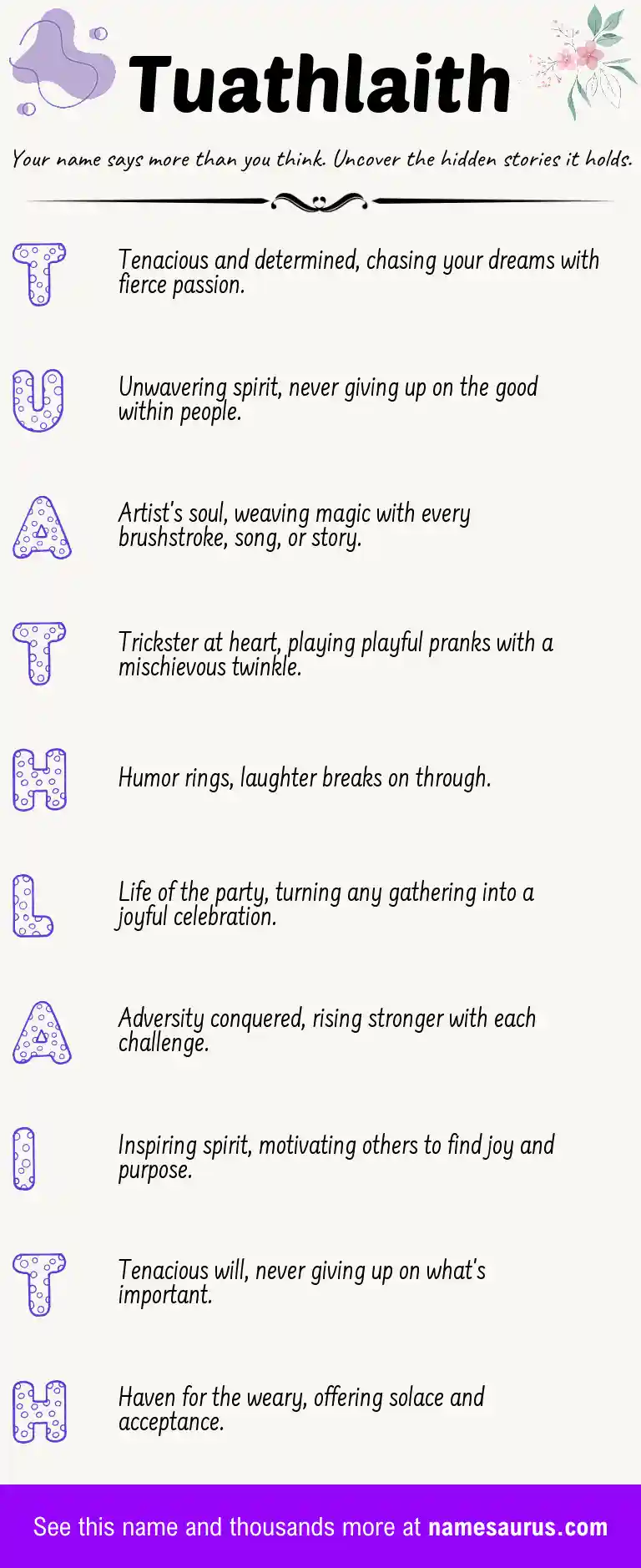 Acrostic poem about Tuathlaith.