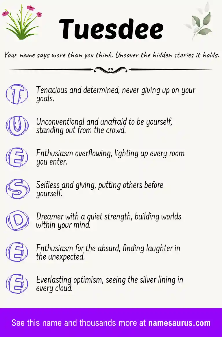 Acrostic poem about Tuesdee.