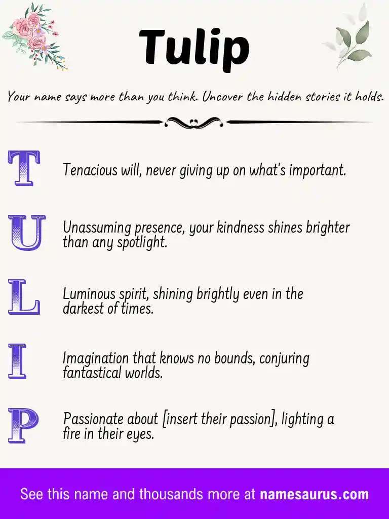 Acrostic poem about Tulip.