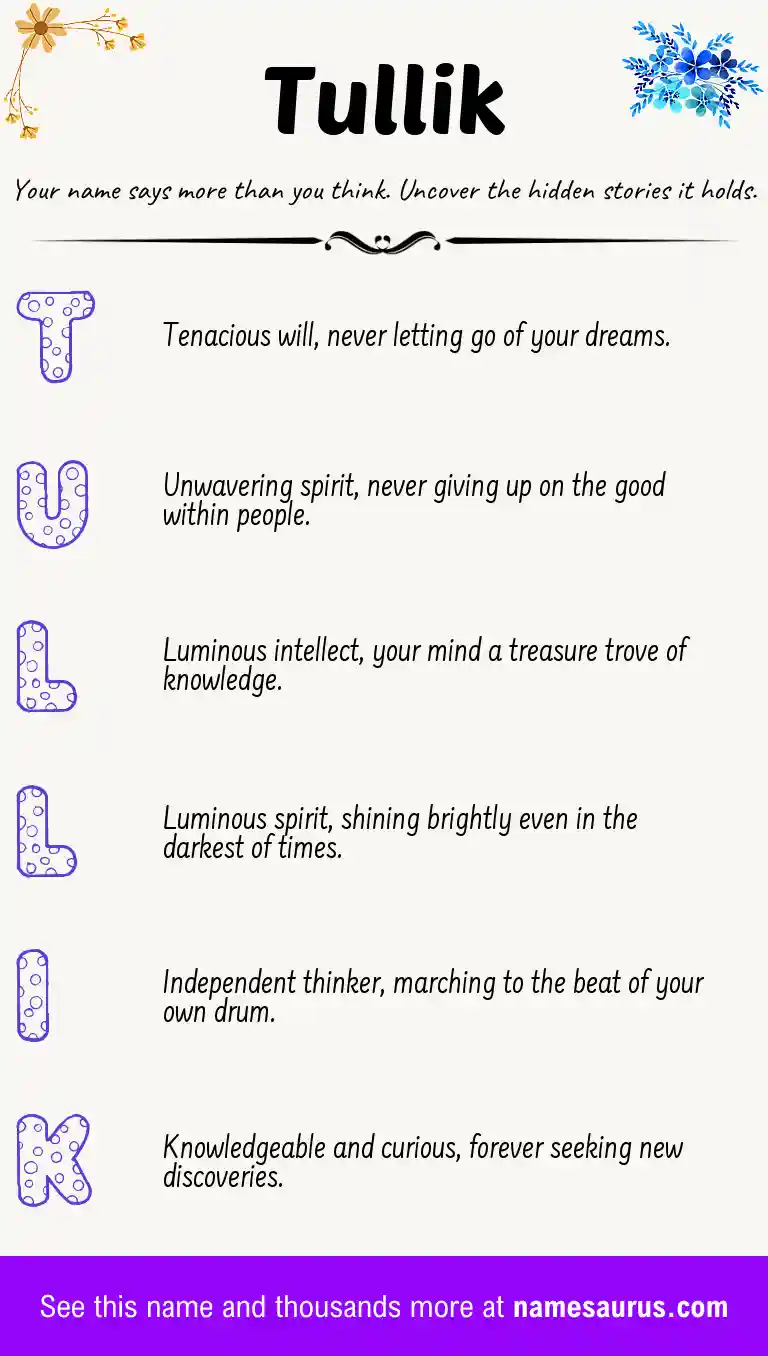 Acrostic poem about Tullik.