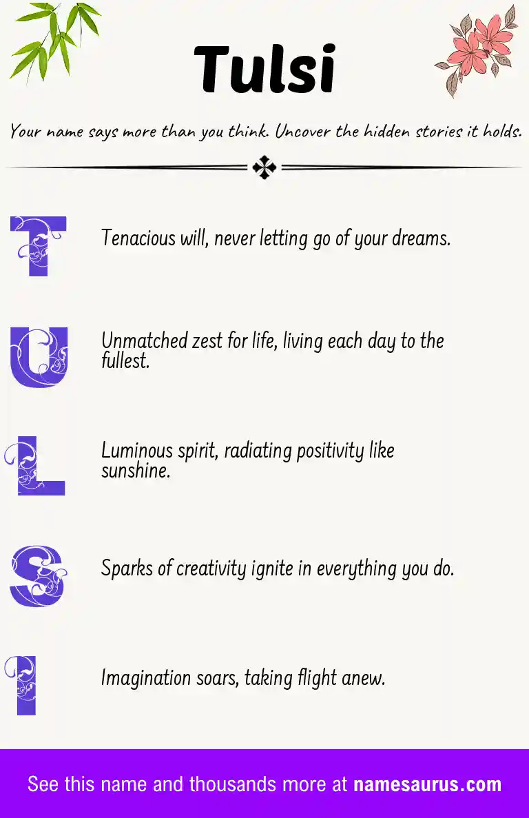 Acrostic poem about Tulsi.