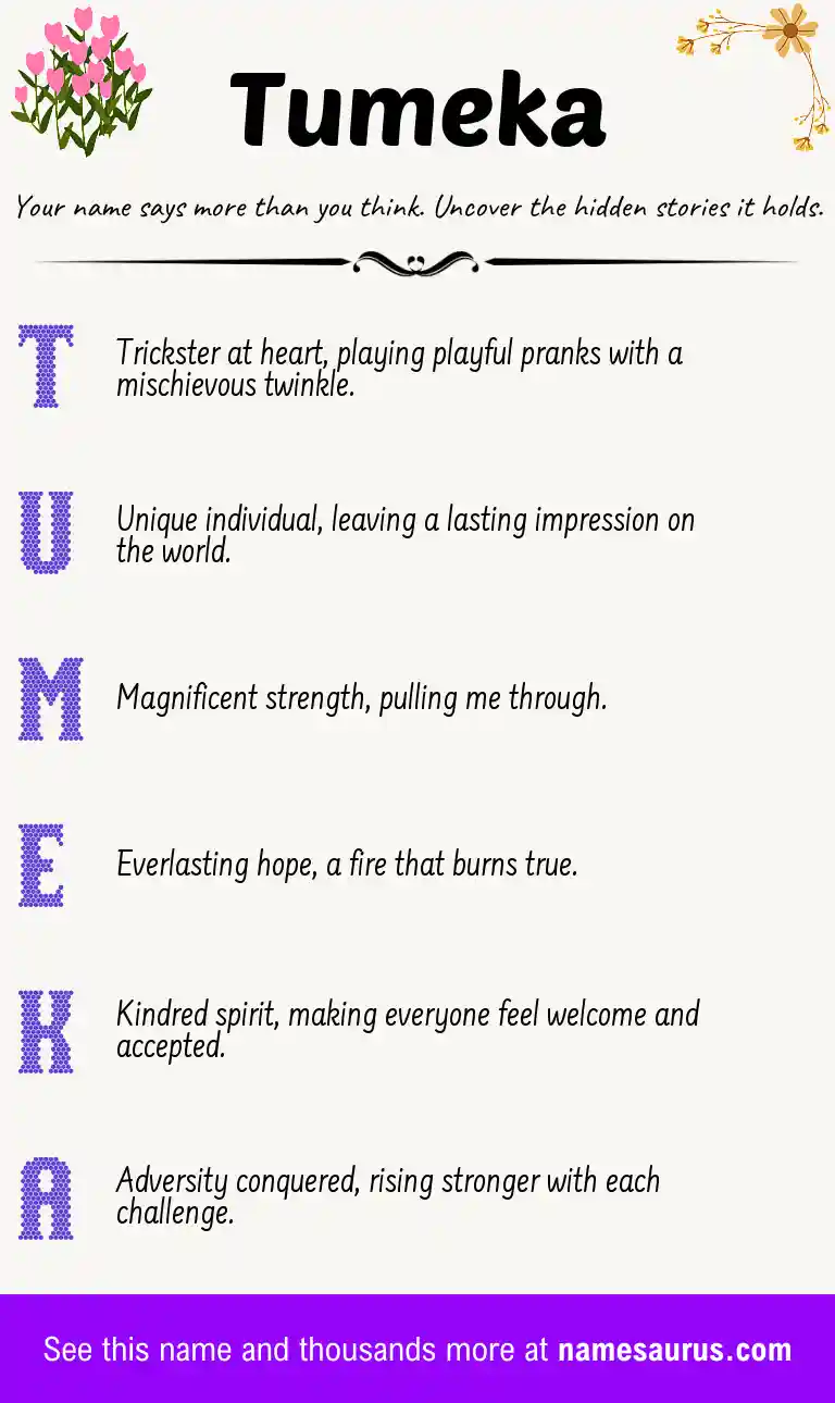 Acrostic poem about Tumeka.