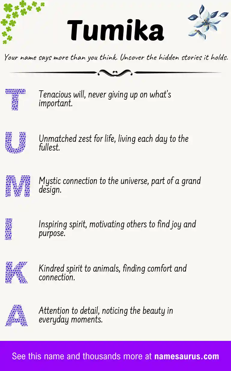 Acrostic poem about Tumika.