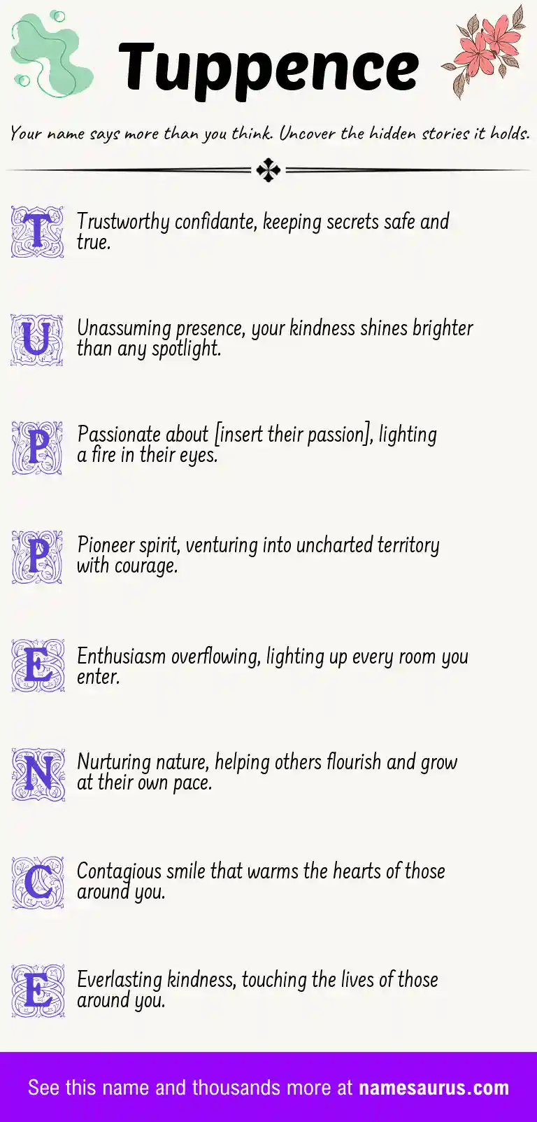 Acrostic poem about Tuppence.