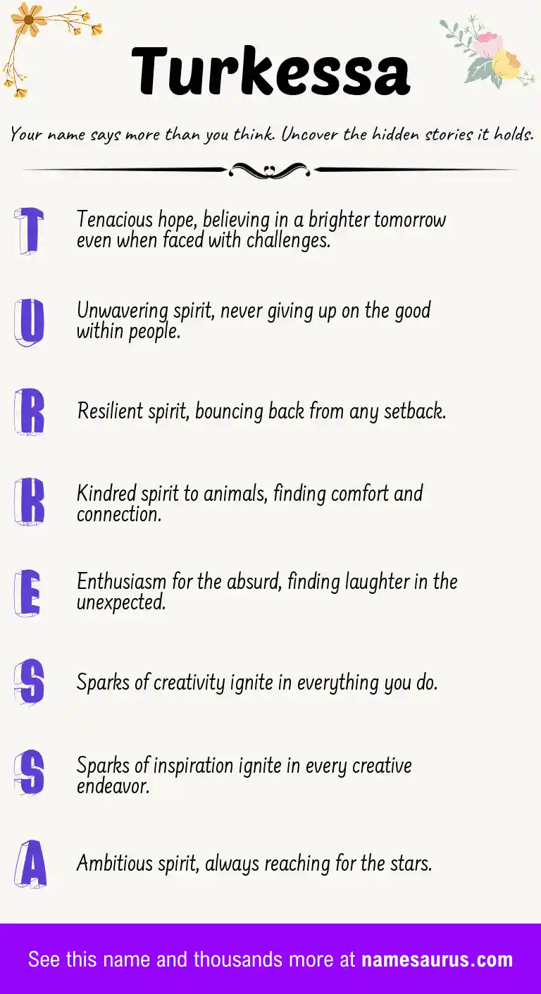 Acrostic poem about Turkessa.