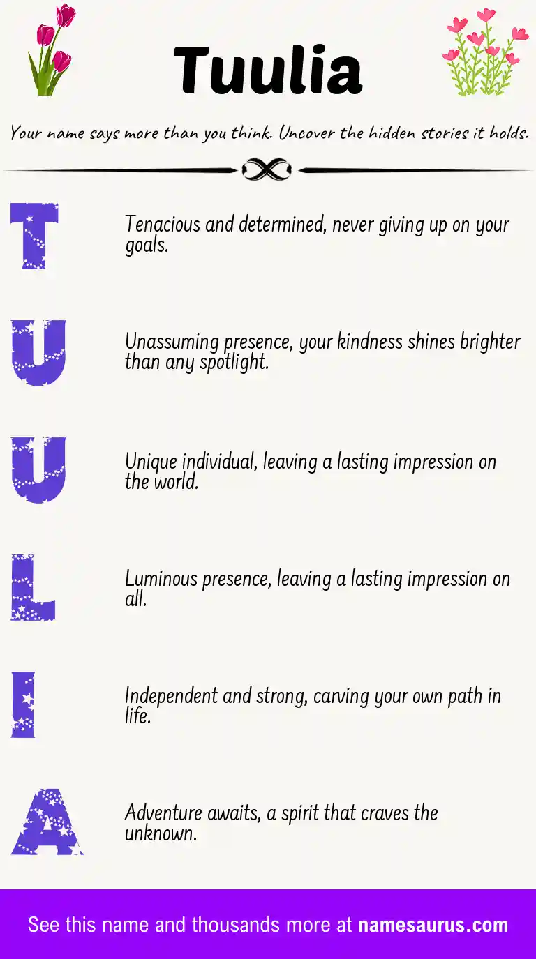 Acrostic poem about Tuulia.