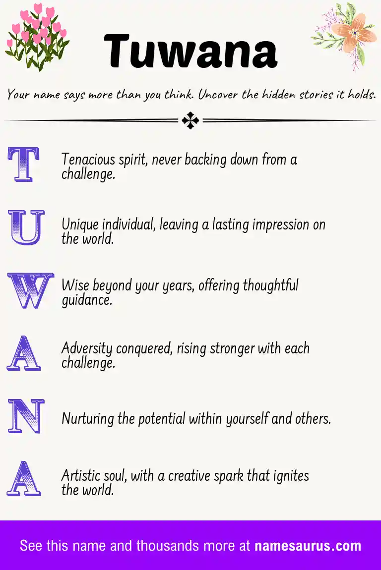 Acrostic poem about Tuwana.