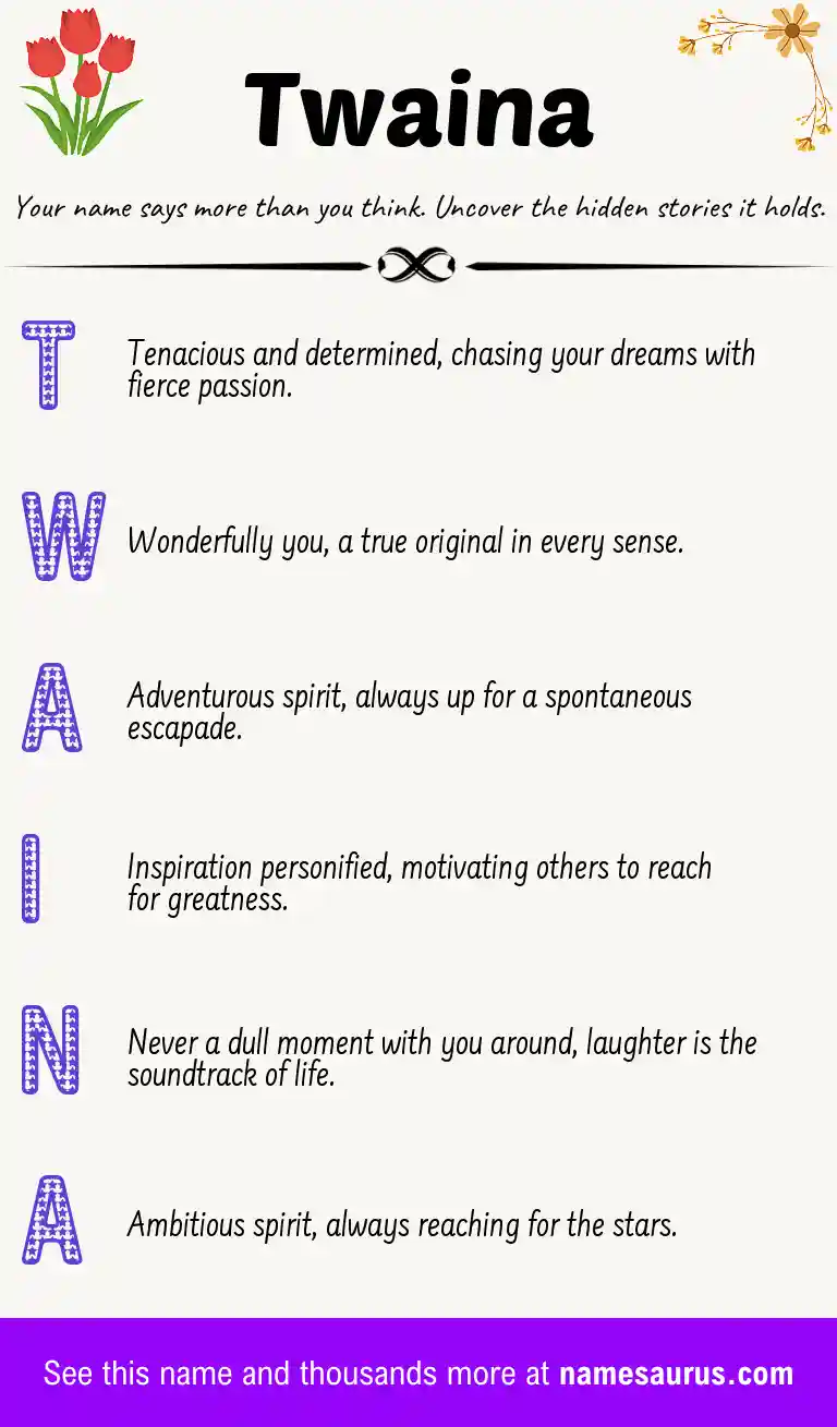 Acrostic poem about Twaina.