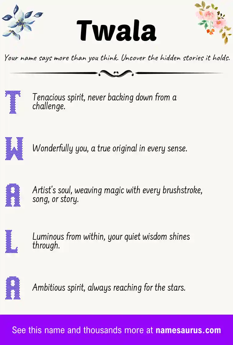 Acrostic poem about Twala.