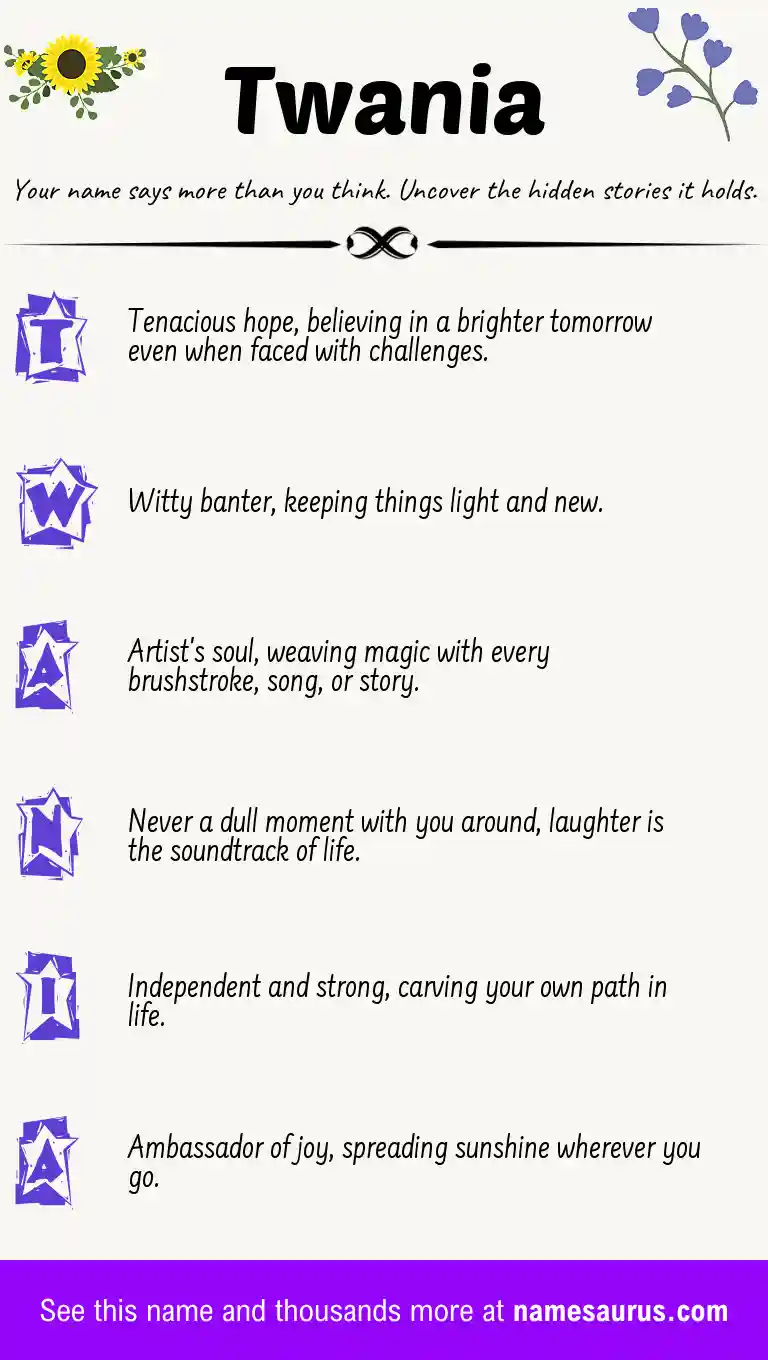 Acrostic poem about Twania.