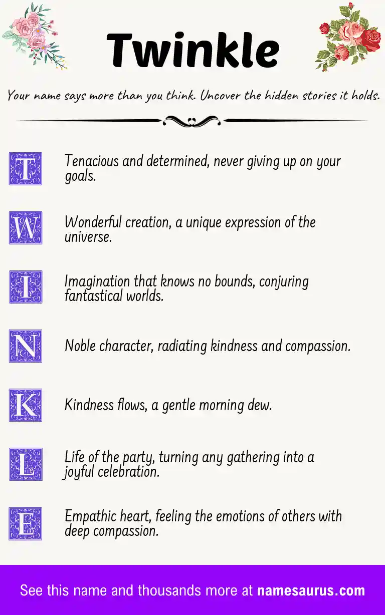 Acrostic poem about Twinkle.